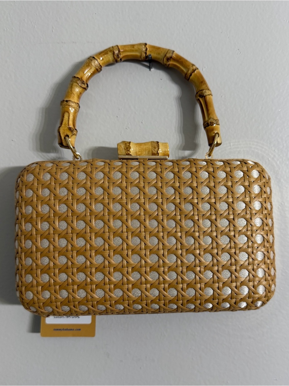 Tommy Bahama Woven Rattan Cane Clutch Bag